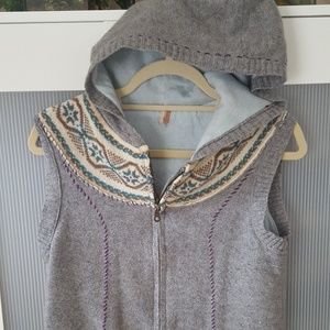 Free People hooded zip up sweater